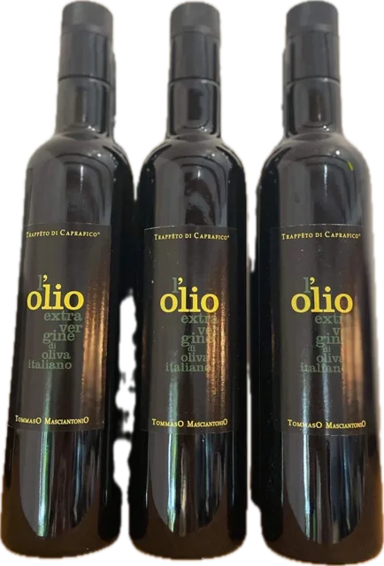Bottles of Italian extra virgin olive oil